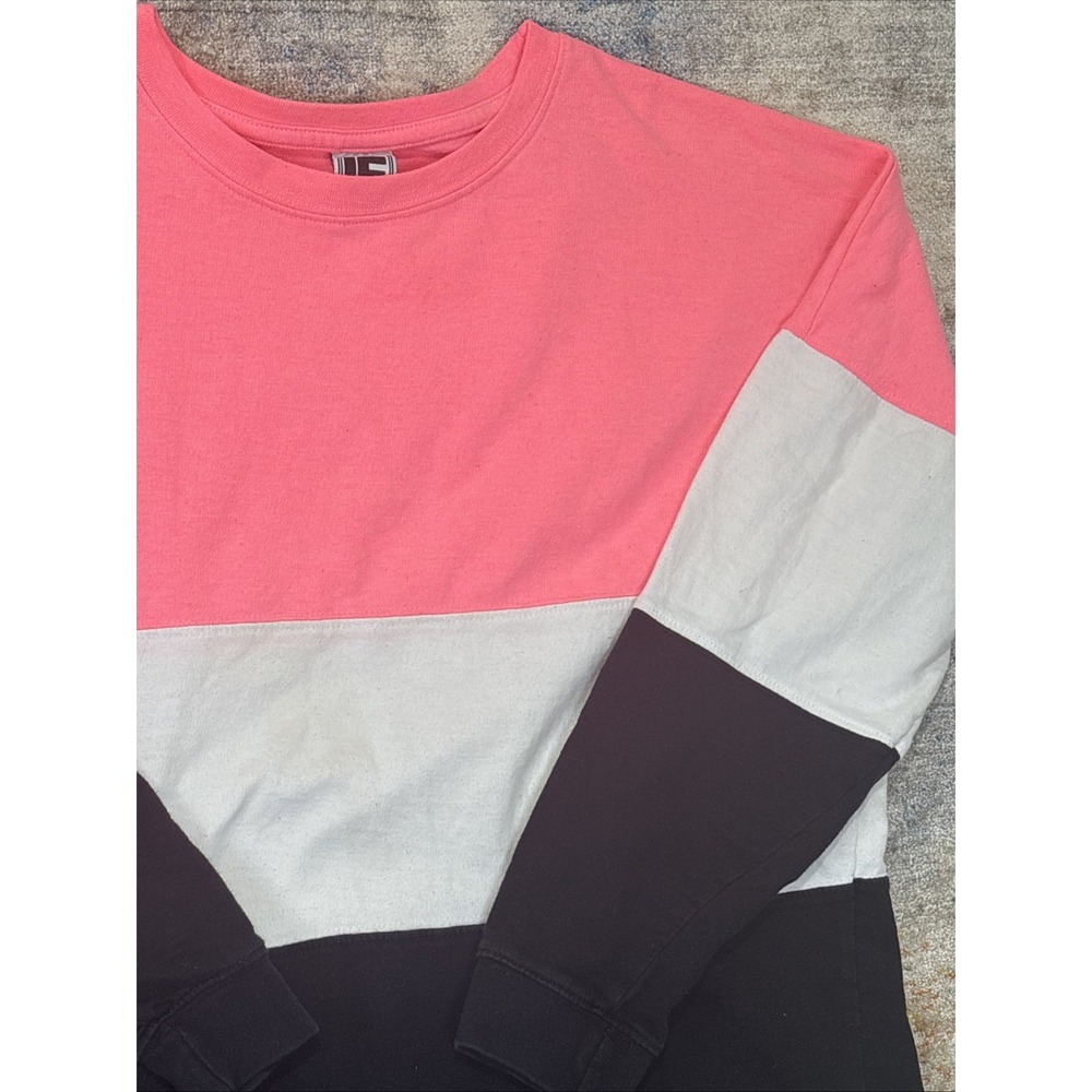 Y2K Dopamine Color Block‎ T-Shirt Pink Black White Women's Size M